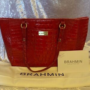 Brahmin Scarlet Croc-Embossed Tote